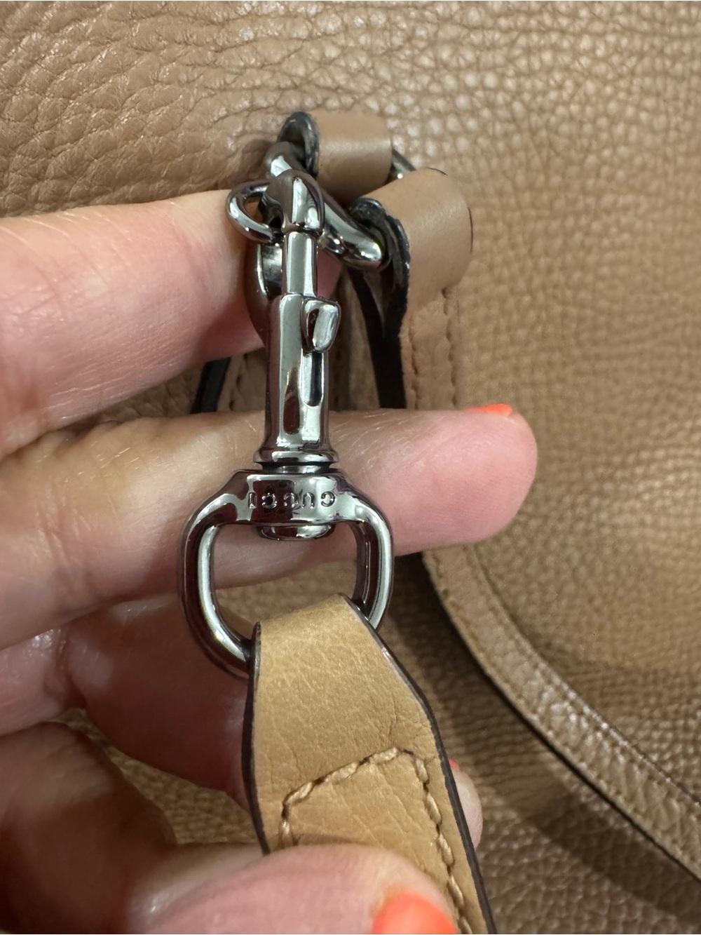 🤎 Gucci Pebbled Leather Dome Crossbody Satchel Bag Beige Nude Authentic COA - Picture 8 of 16